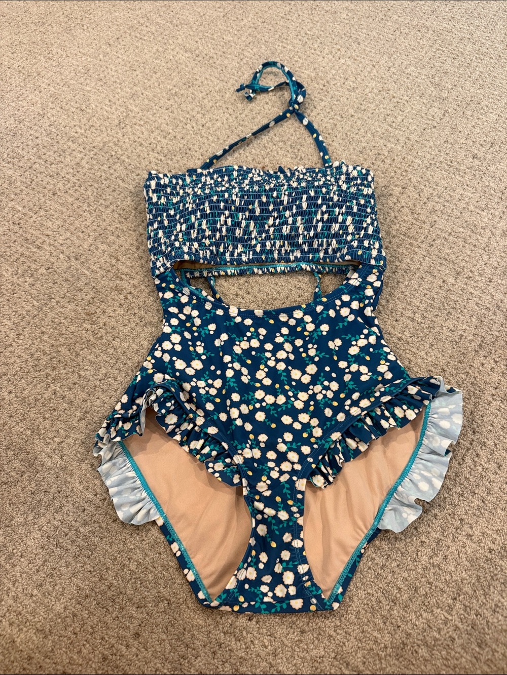 Unique Vintage- Teal and White Floral One Piece (New with tags)